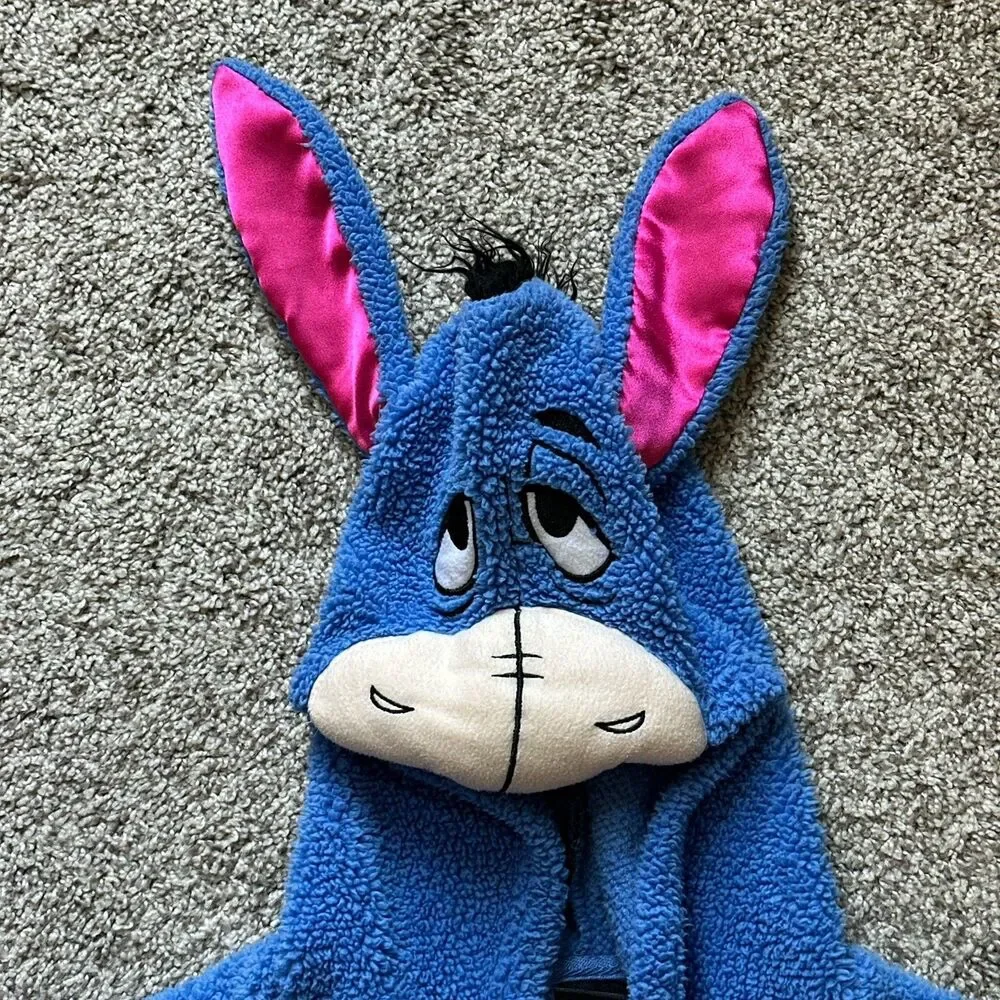 Disney Eeyore Hooded Pajamas One‎ Piece Jumpsuit Women’s Size Small 4/6 - Picture 12 of 14